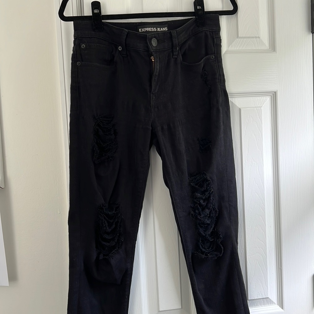 Express black distressed jeans